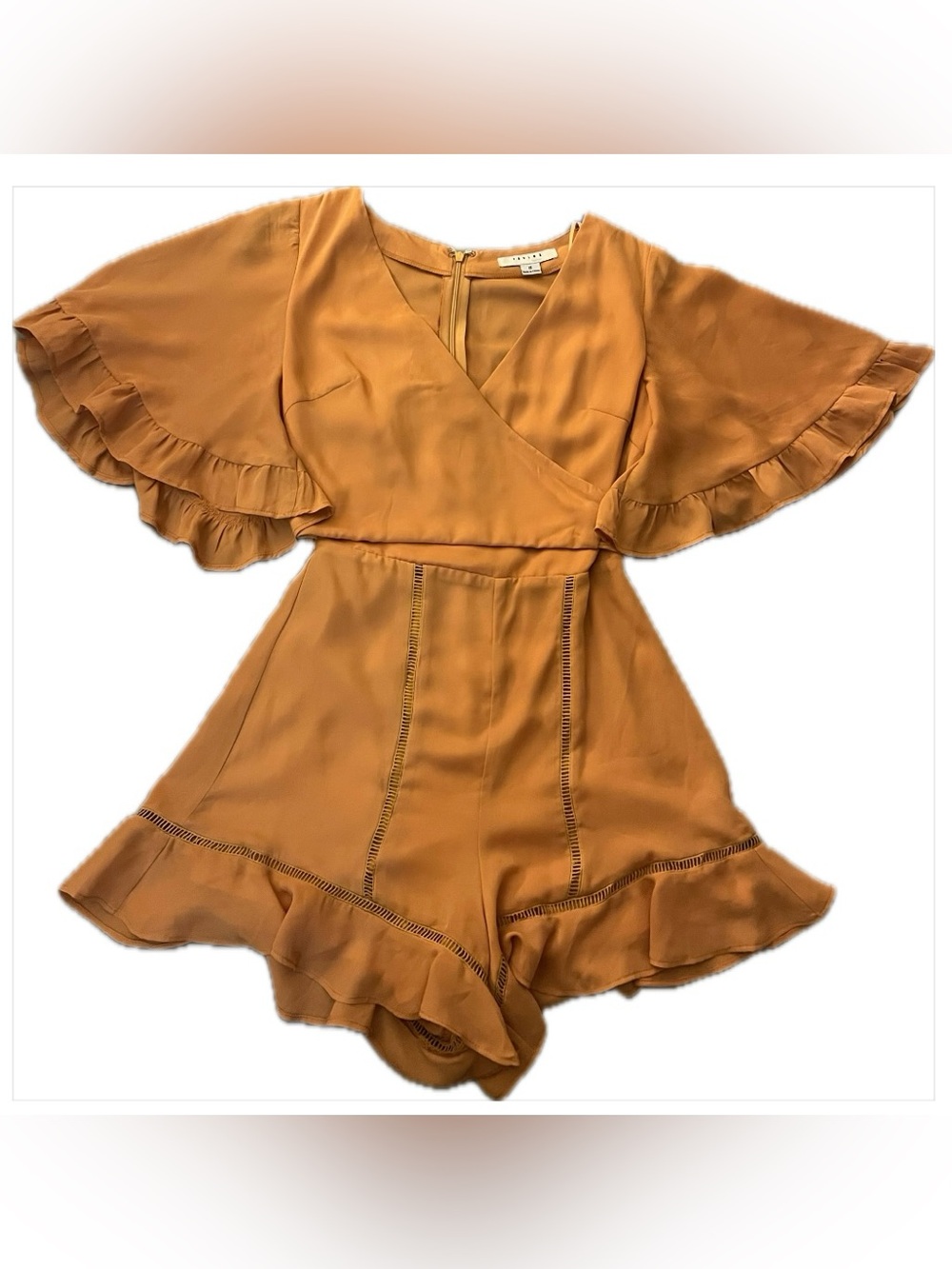 FAVLUX Peach Flutter-Sleeve Romper